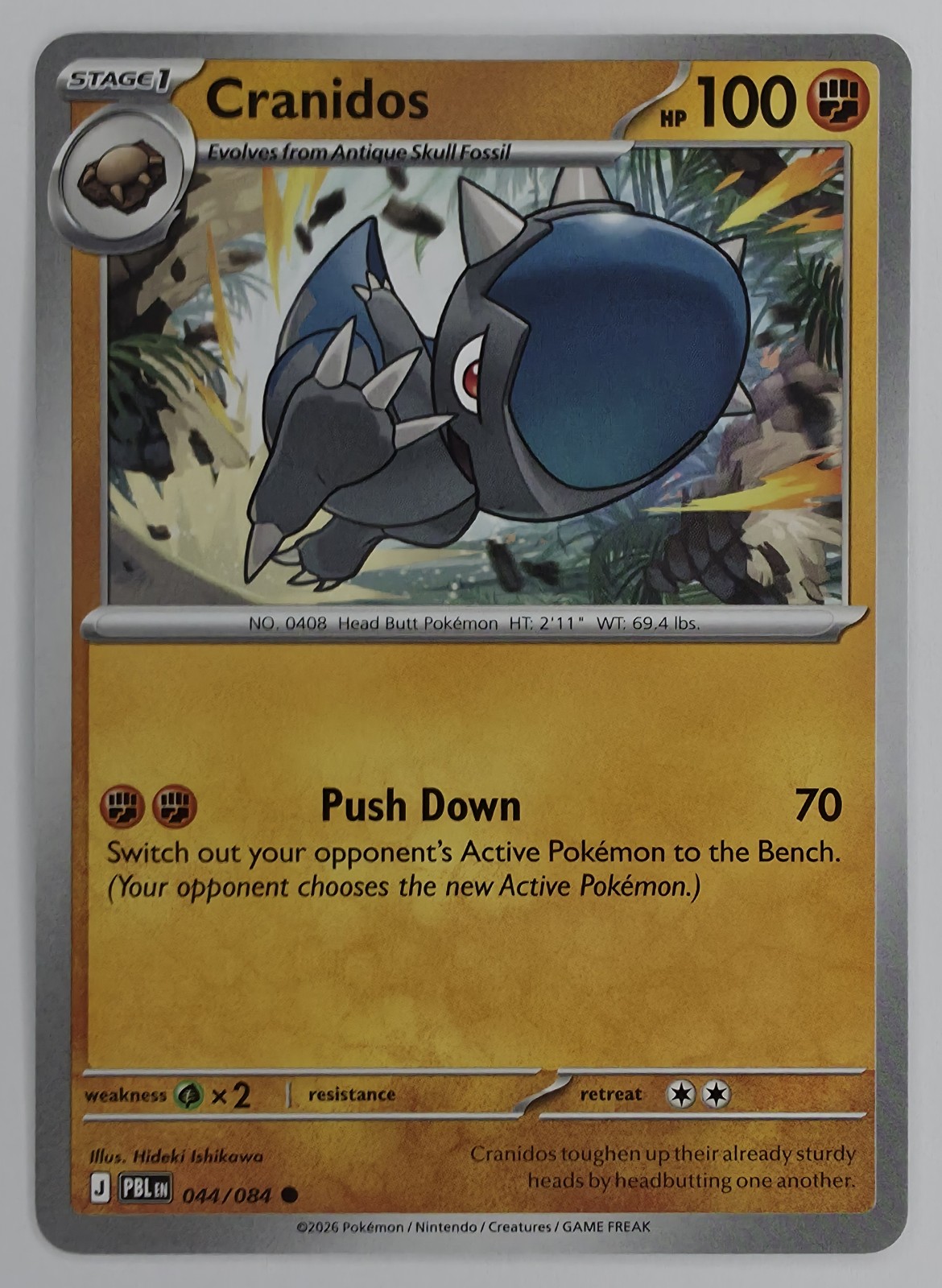 2026 Pokemon Pitch Black Cranidos #044/084 Common front