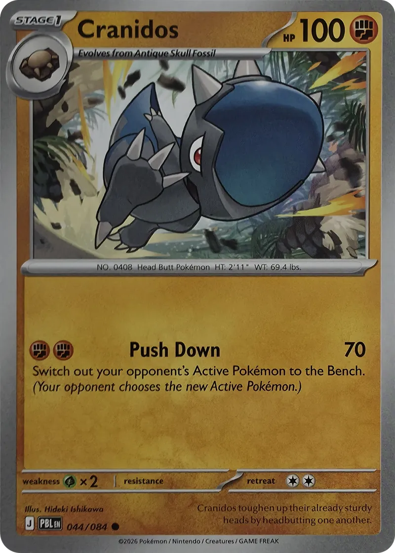 2026 Pokemon Pitch Black Cranidos #044/084 Common front