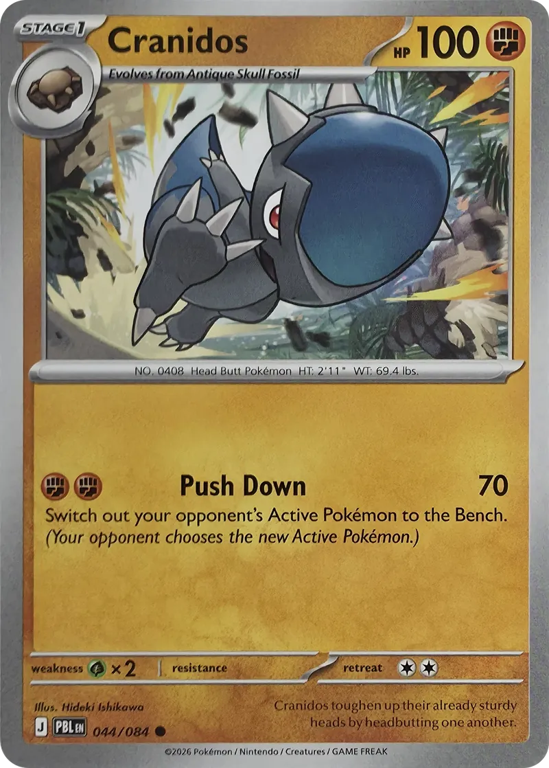 2026 Pokemon Pitch Black Cranidos #044/084 Common front