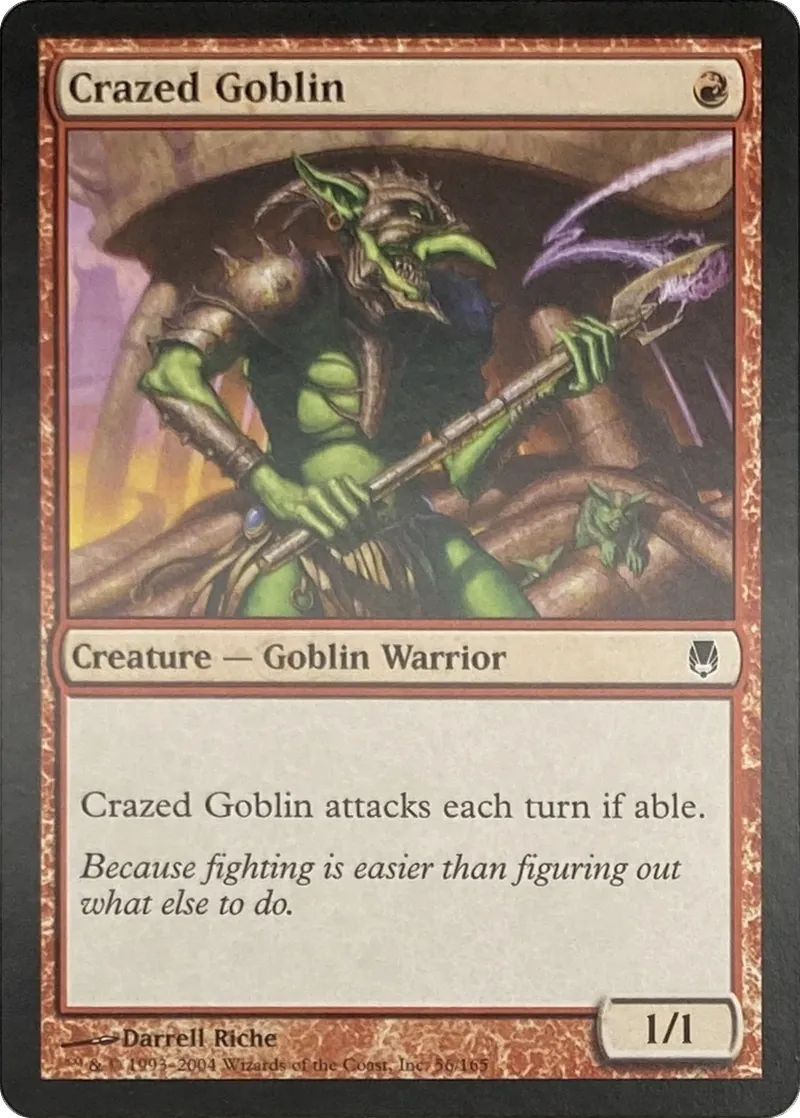 2004 Magic: The Gathering Darksteel Crazed Goblin #56/165 Common front