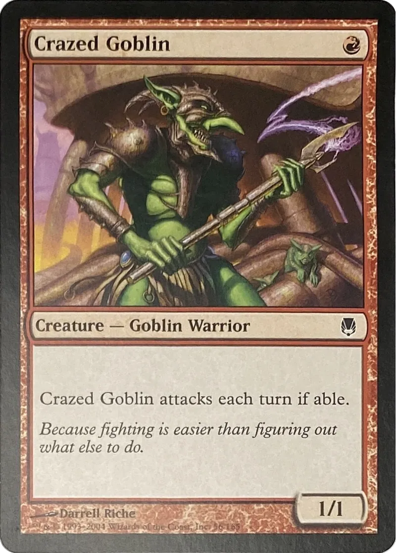 2004 Magic: The Gathering Darksteel Crazed Goblin #56/165 Common front