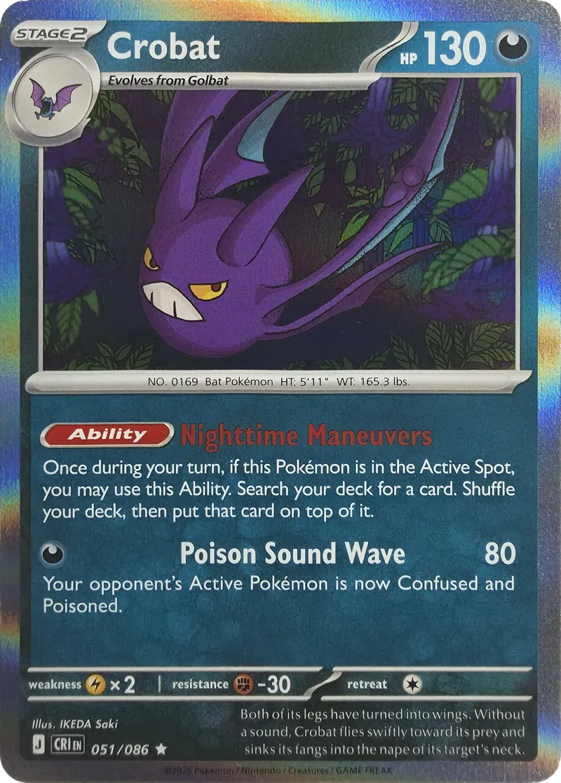2026 Pokemon Chaos Rising Crobat #051/086 Holo Rare front