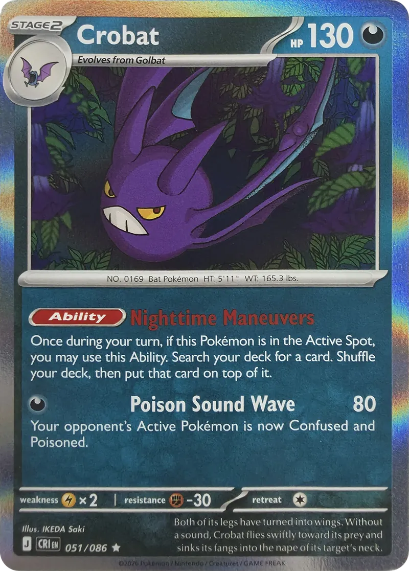 2026 Pokemon Chaos Rising Crobat #051/086 Holo Rare front