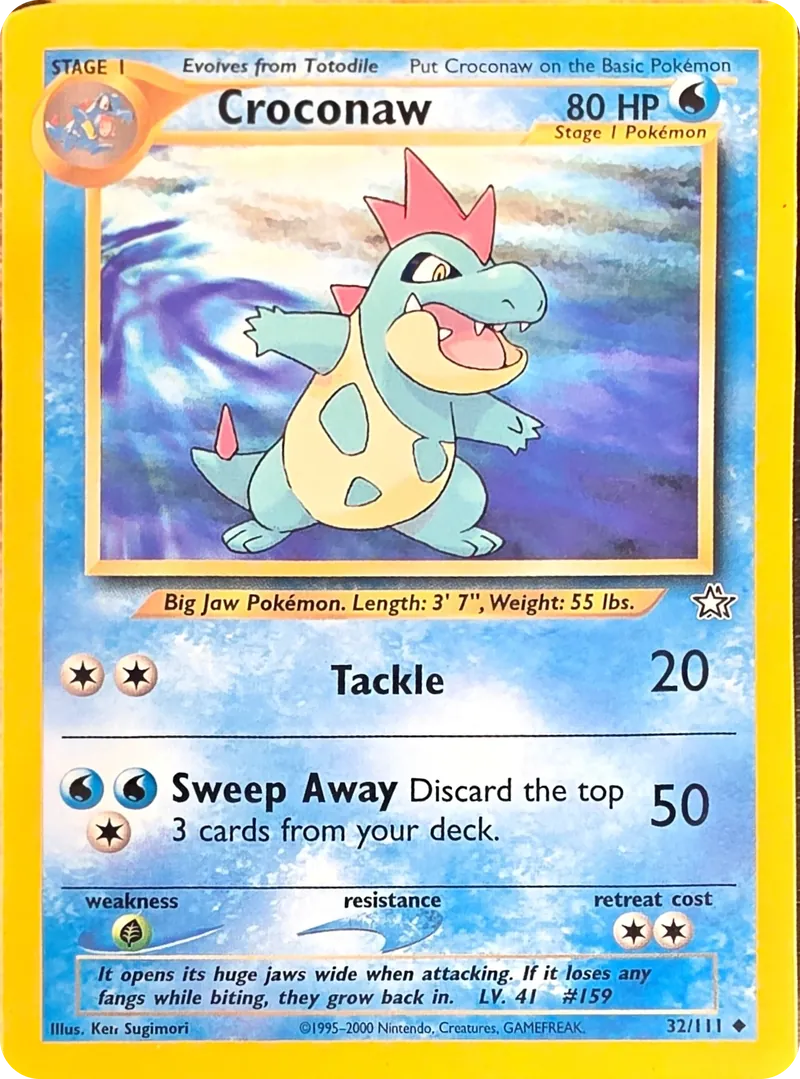 2000 Pokemon Neo Genesis Croconaw #32/111 Unlimited Uncommon, front