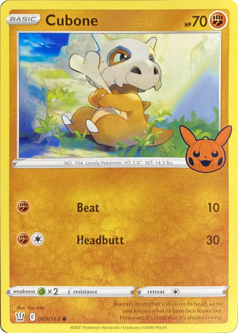 2022 Pokemon Trick or Trade BOOster Bundle Cubone #069/163 Promo front