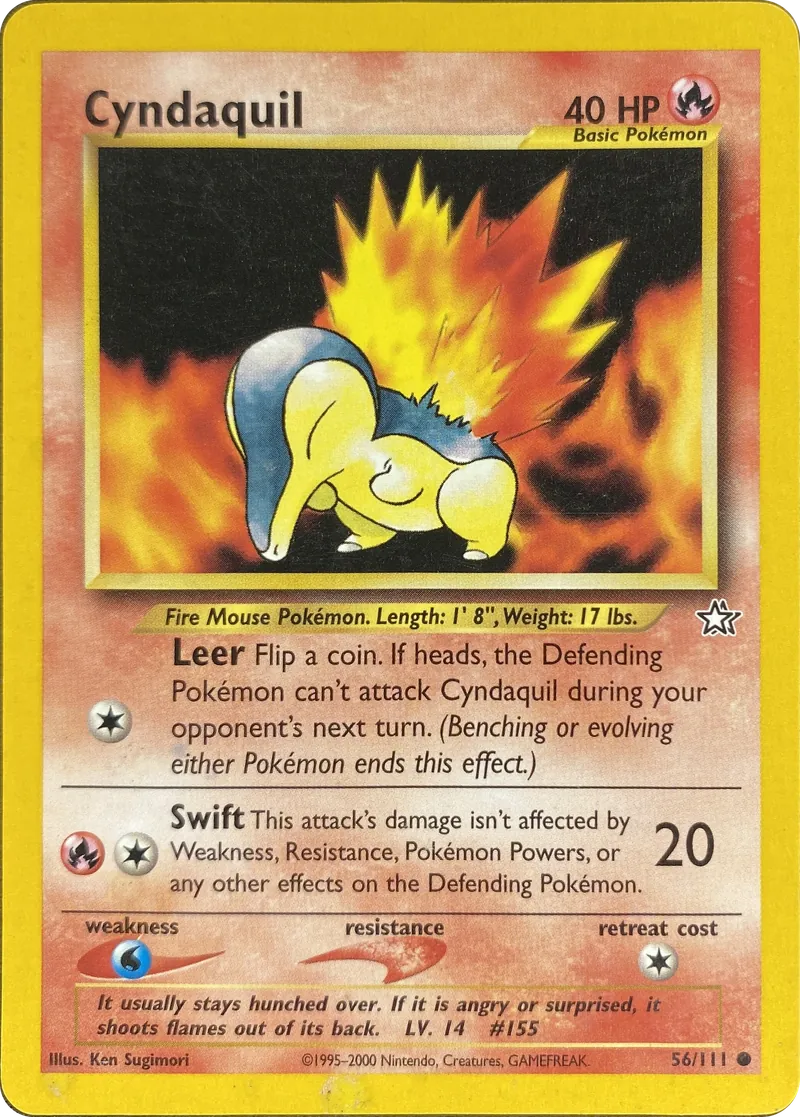 2000 Pokemon Neo Genesis Cyndaquil #056/111 Common front