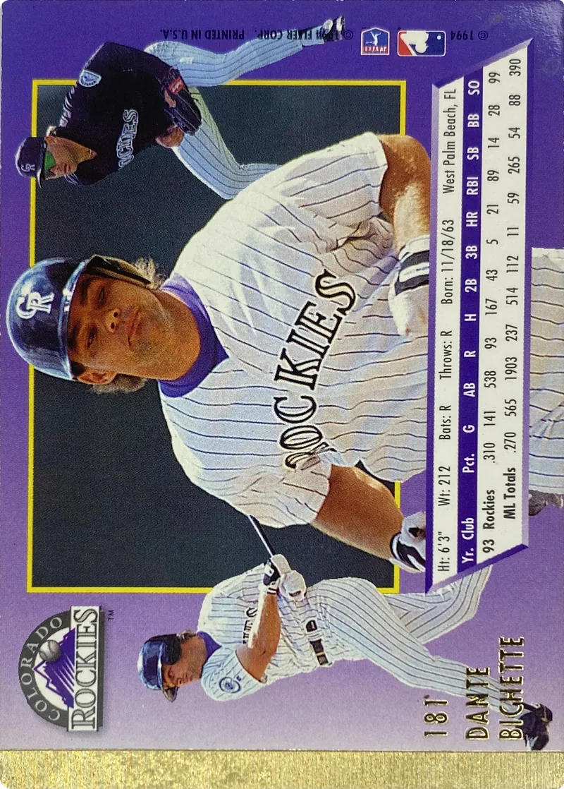 Dante Bichette #181, back