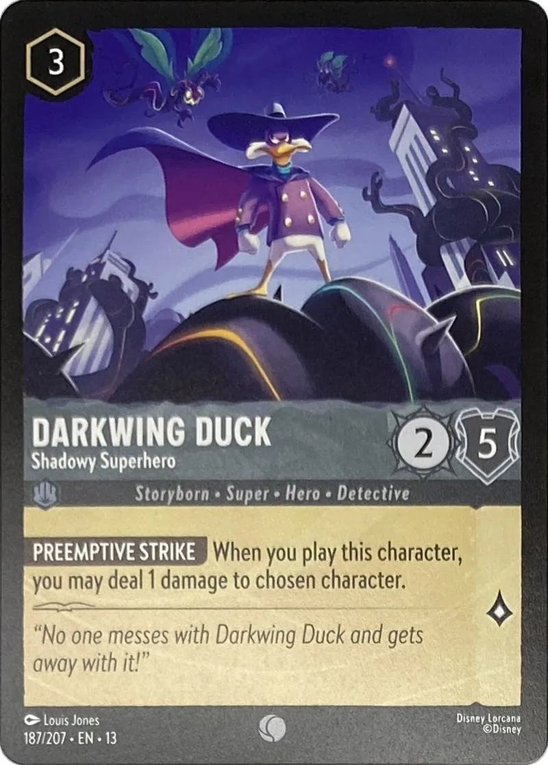 2026 Disney Lorcana Attack of the Vine! Darkwing Duck - Shadowy Superhero #187/207 Common front