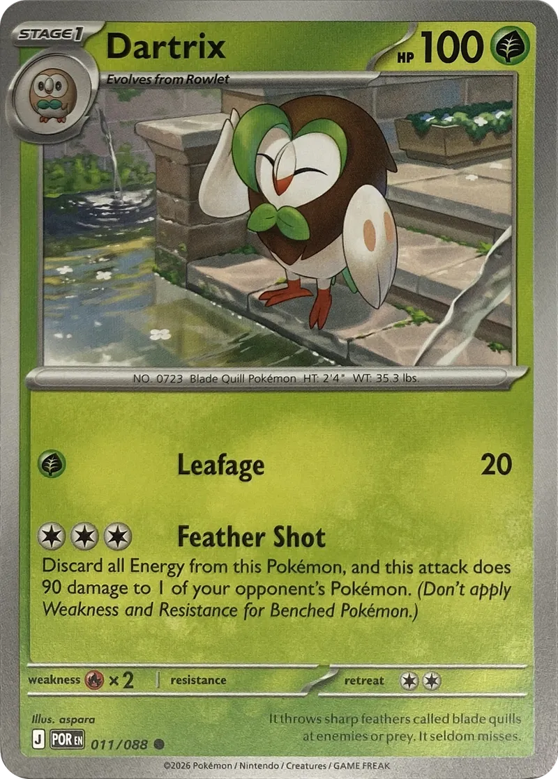 2026 Pokemon Perfect Order Dartrix #011/088 Common front