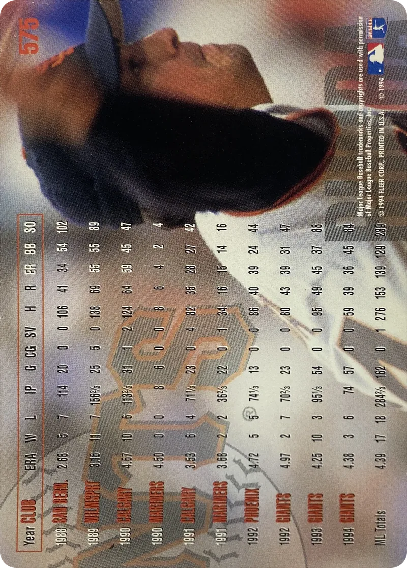 Dave Burba #575, back