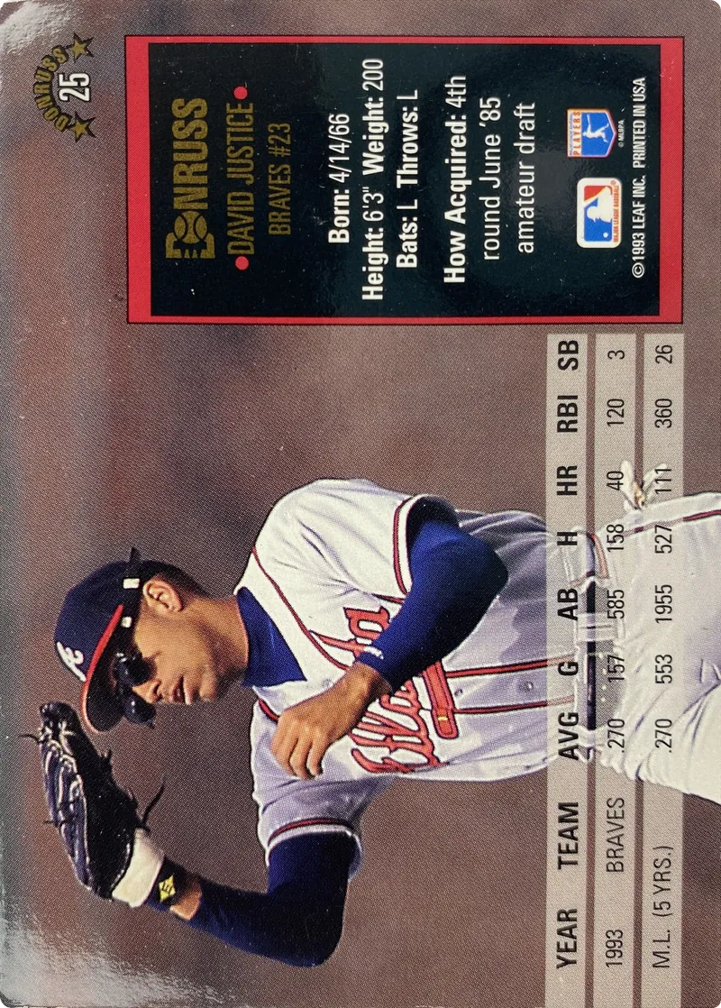 David Justice #25, back