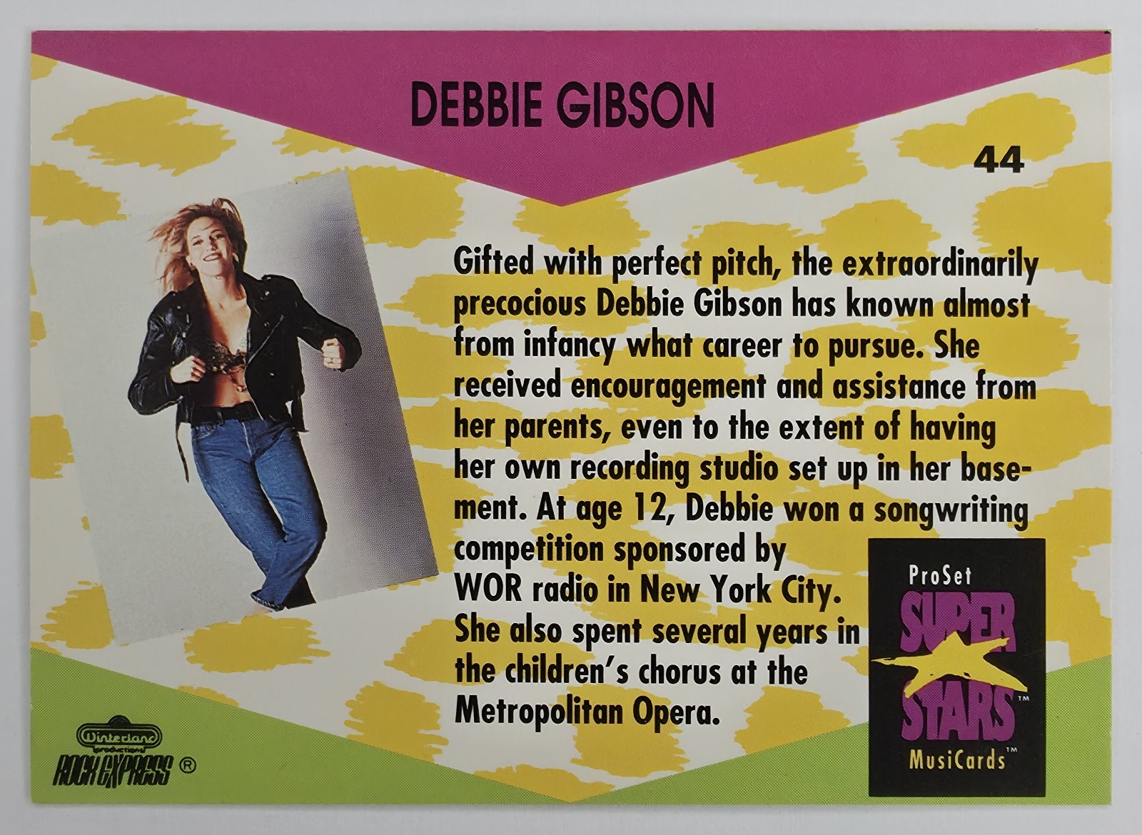 1991 Pro Set SuperStars MusiCards Debbie Gibson #44 back