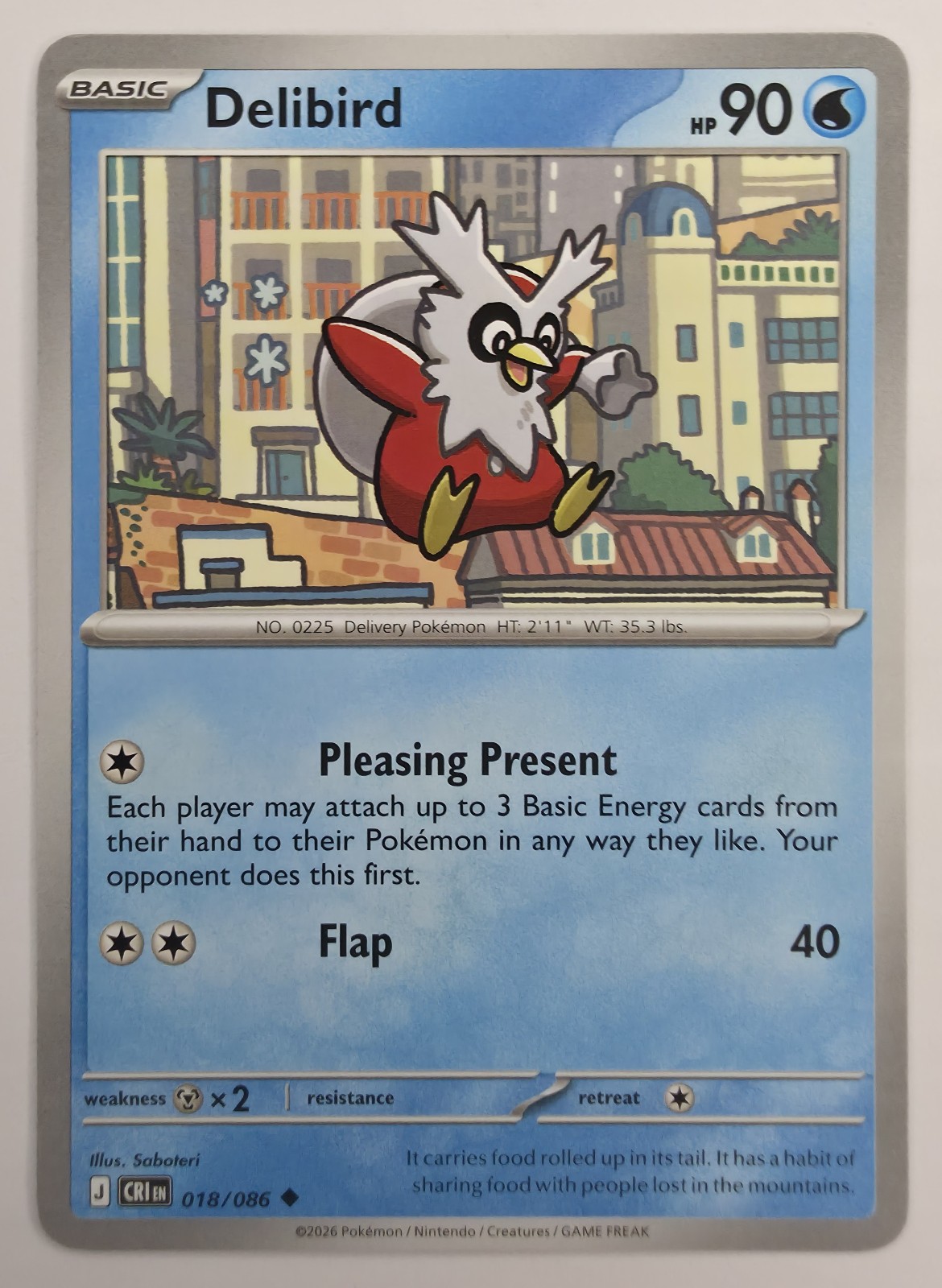 2026 Pokemon Chaos Rising Delibird #018/086 Uncommon front