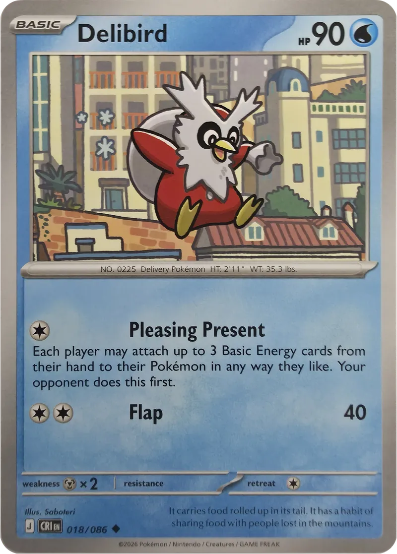 2026 Pokemon Chaos Rising Delibird #018/086 Uncommon front