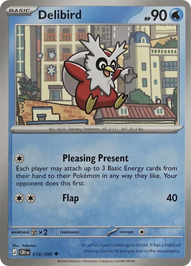 2026 Pokemon Chaos Rising Delibird #018/086 Uncommon front