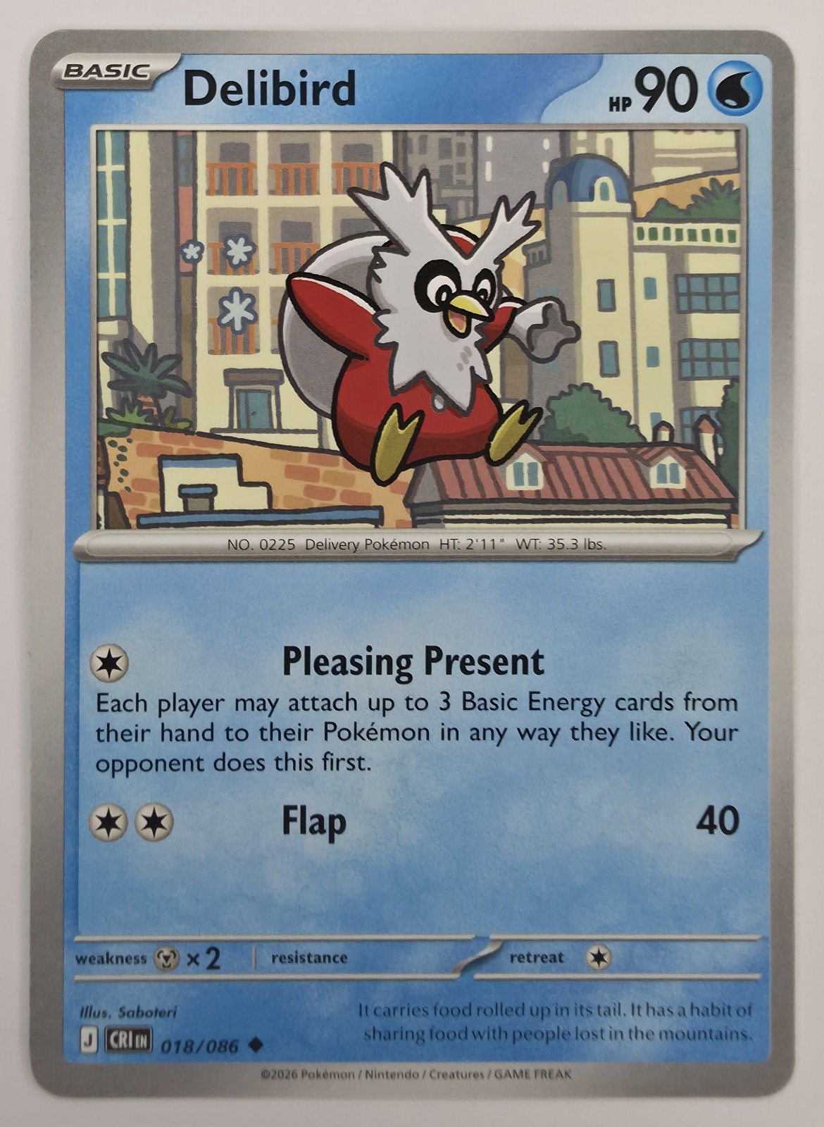 2026 Pokemon Chaos Rising Delibird #018/086 Uncommon front