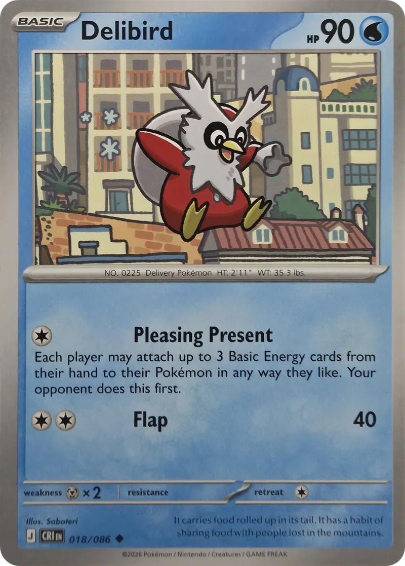 2026 Pokemon Chaos Rising Delibird #018/086 Uncommon front