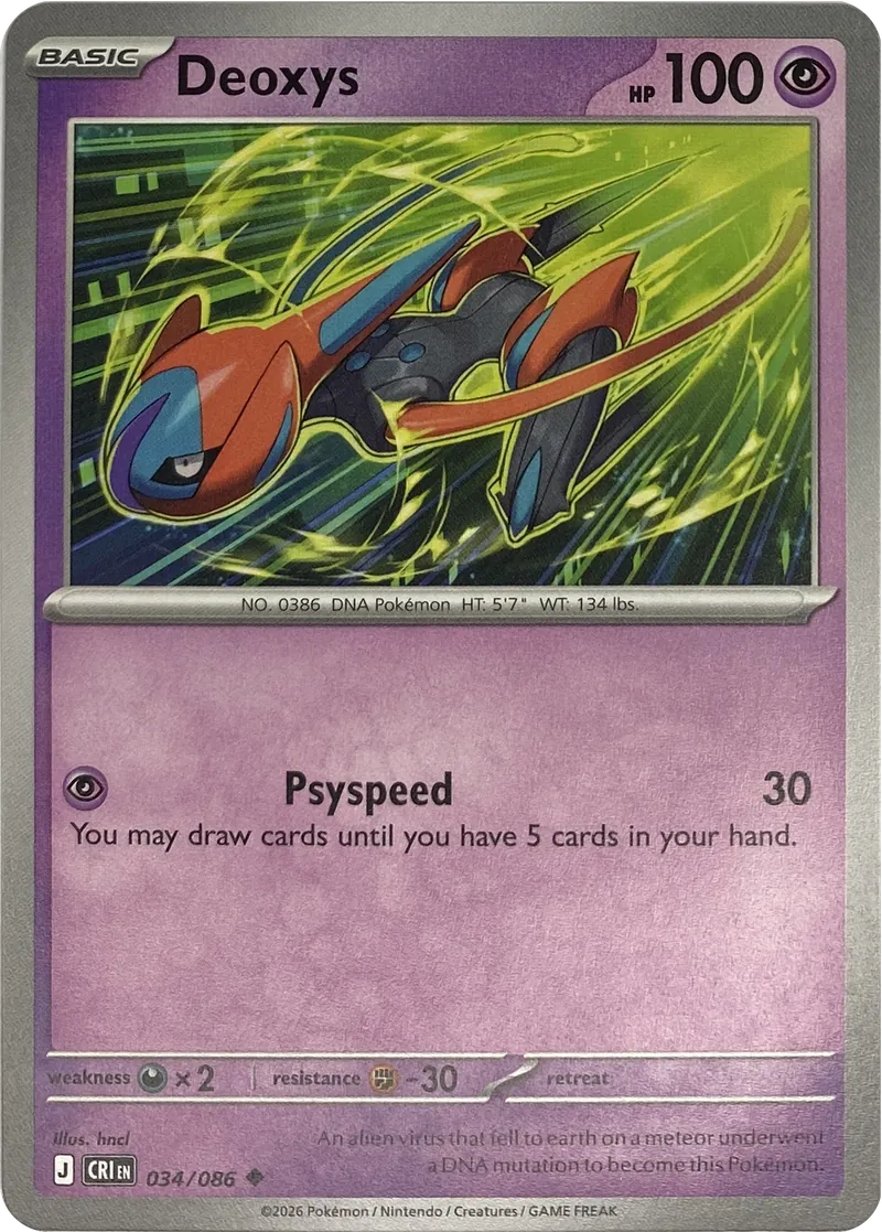 2026 Pokemon Chaos Rising Deoxys #034/086 Uncommon front