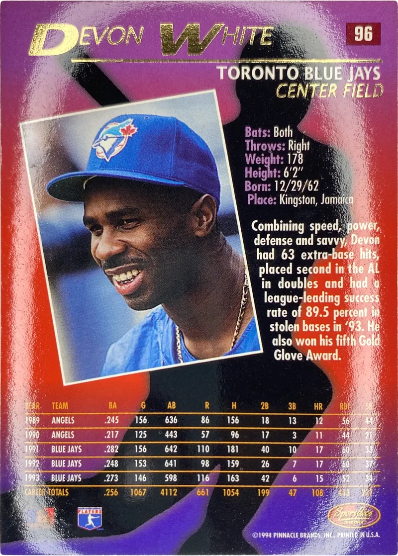 Devon White #96, back