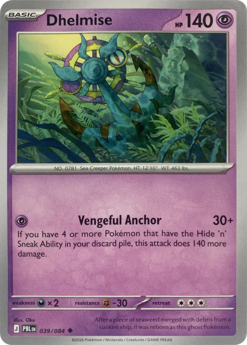 2026 Pokemon Pitch Black Dhelmise #039/084 Uncommon front