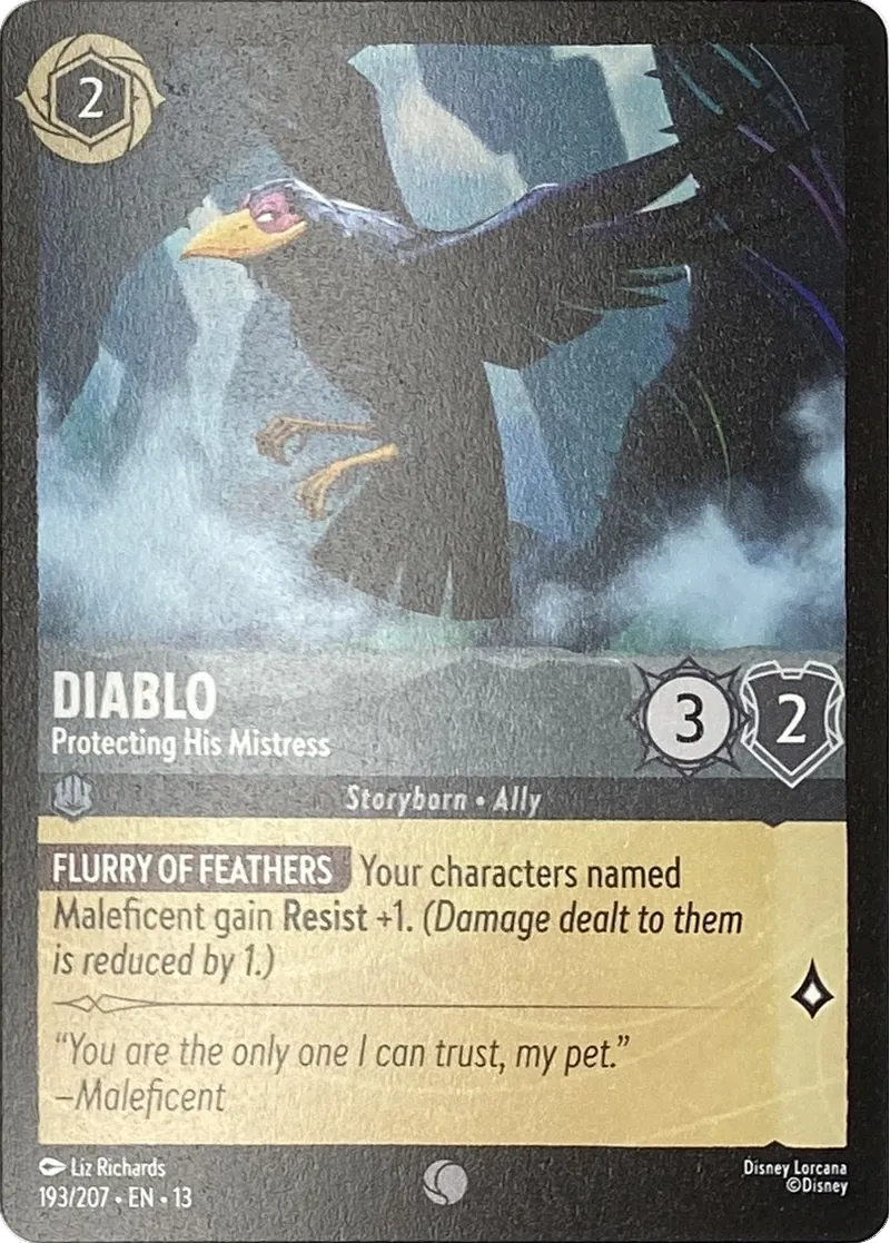 2026 Disney Lorcana Attack of the Vine! Diablo - Protecting His Mistress #193/207 Common front