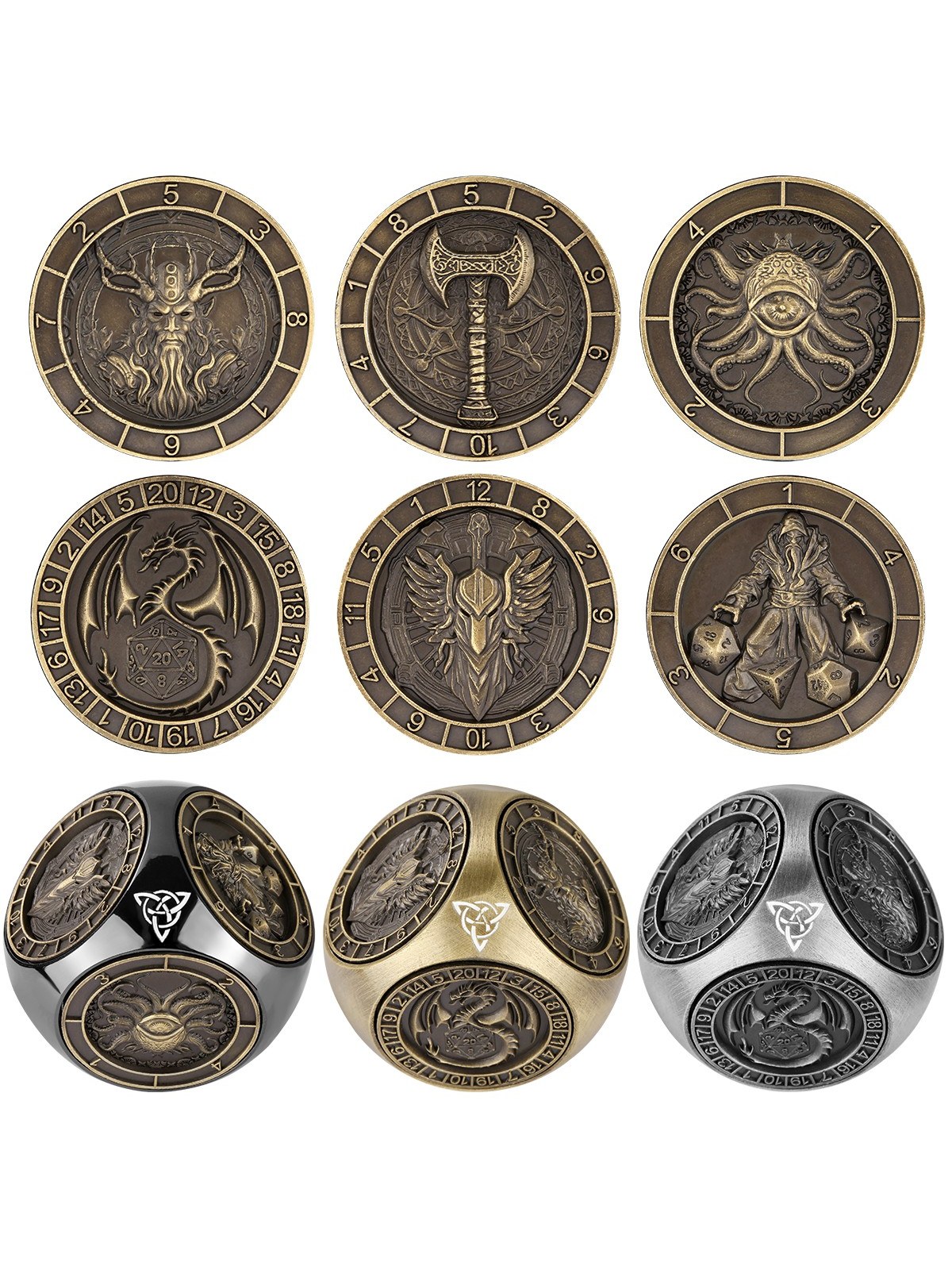 Dice Wheel Set, Metal Spinning Polyhedral Die, D4 to D20 in One, photo 3
