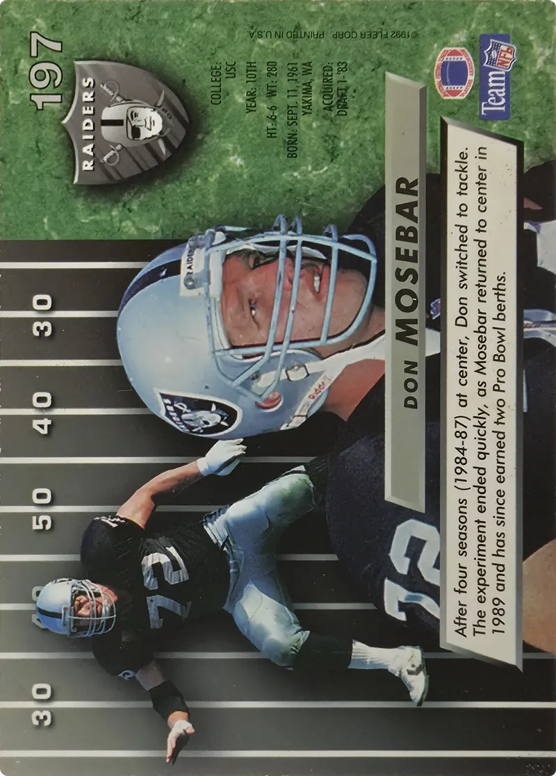 1992 Fleer Ultra Don Mosebar #197, back
