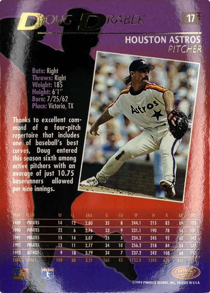 Doug Drabek #17, back