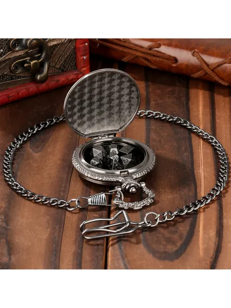 Dragon Pocket Watch Case with 7-Piece Metal Polyhedral Dice Set, photo 6