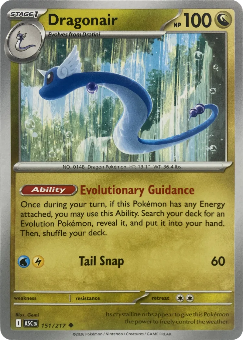 2026 Pokemon Ascended Heroes Dragonair #151/217 Uncommon front