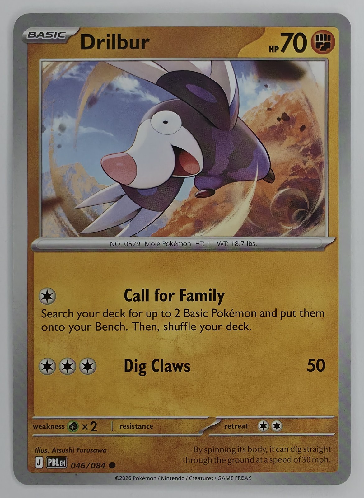 2026 Pokemon Pitch Black Drilbur #046/084 Common front