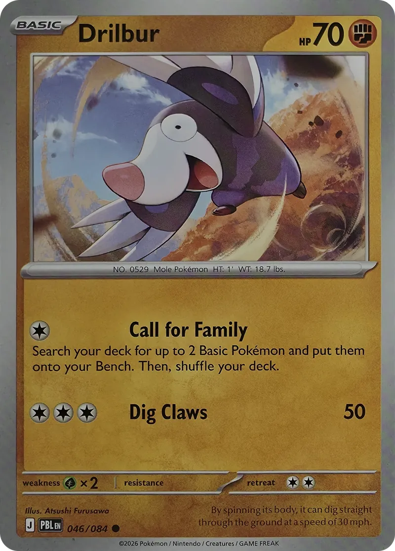2026 Pokemon Pitch Black Drilbur #046/084 Common front
