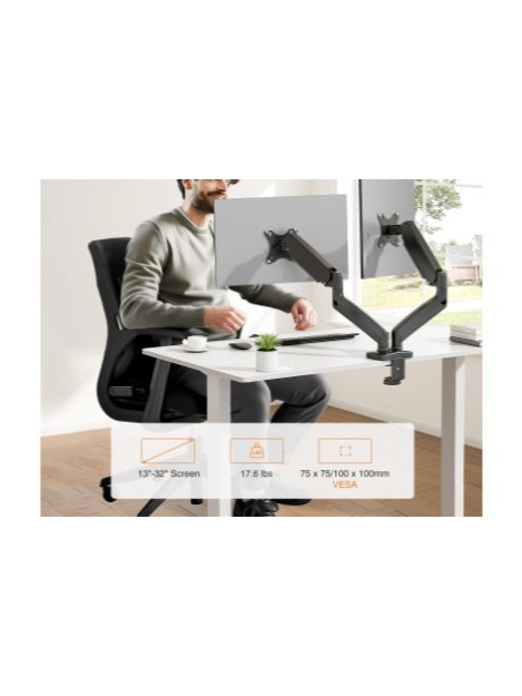 Dual Monitor Arm, Gas Spring Stand, Fits 13-32 in Screens, photo 2