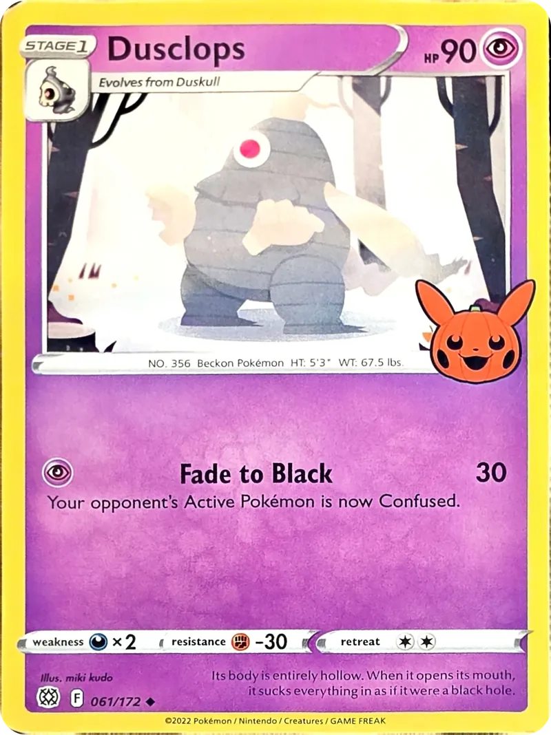 2022 Pokemon Brilliant Stars Dusclops #061/172 Trick or Trade Uncommon, front