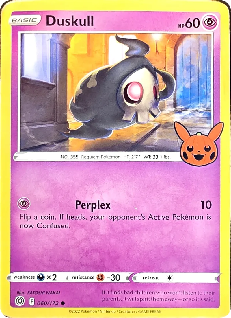 2022 Pokemon Brilliant Stars Duskull #060/172 Trick or Trade Common, front