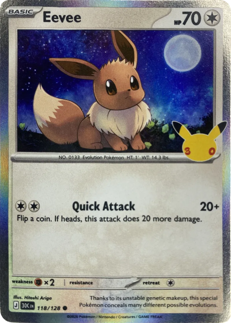 2026 Pokemon 30th Celebration Eevee #118/128 Common front