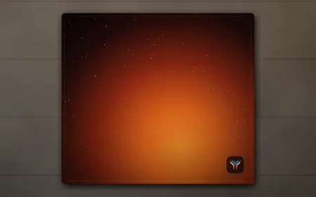 Elemental Forge desk mat, 18 x 16 in, on a desk, from above