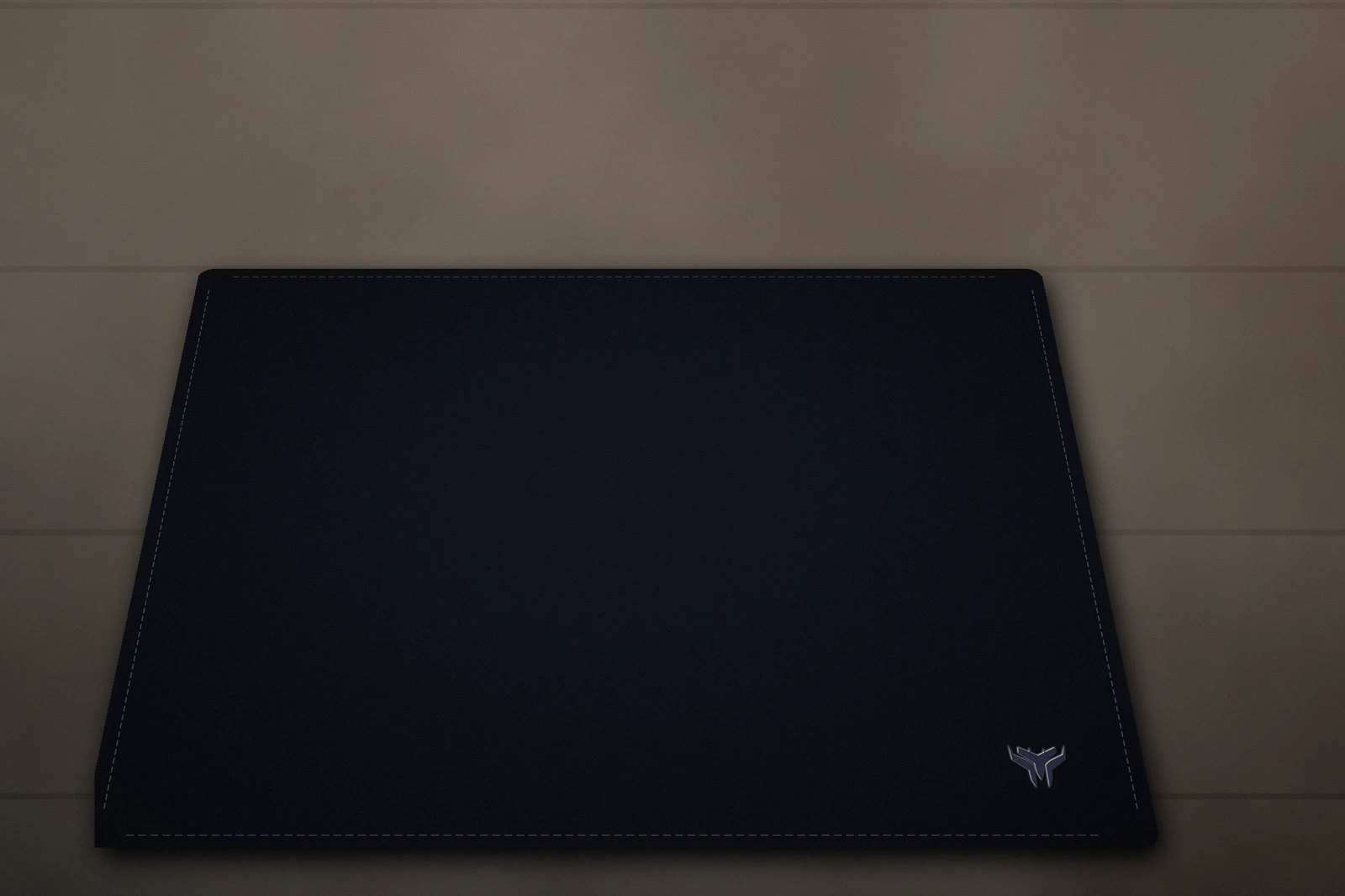Elemental Minimal desk mat, 18 x 16 in, on a desk, angled