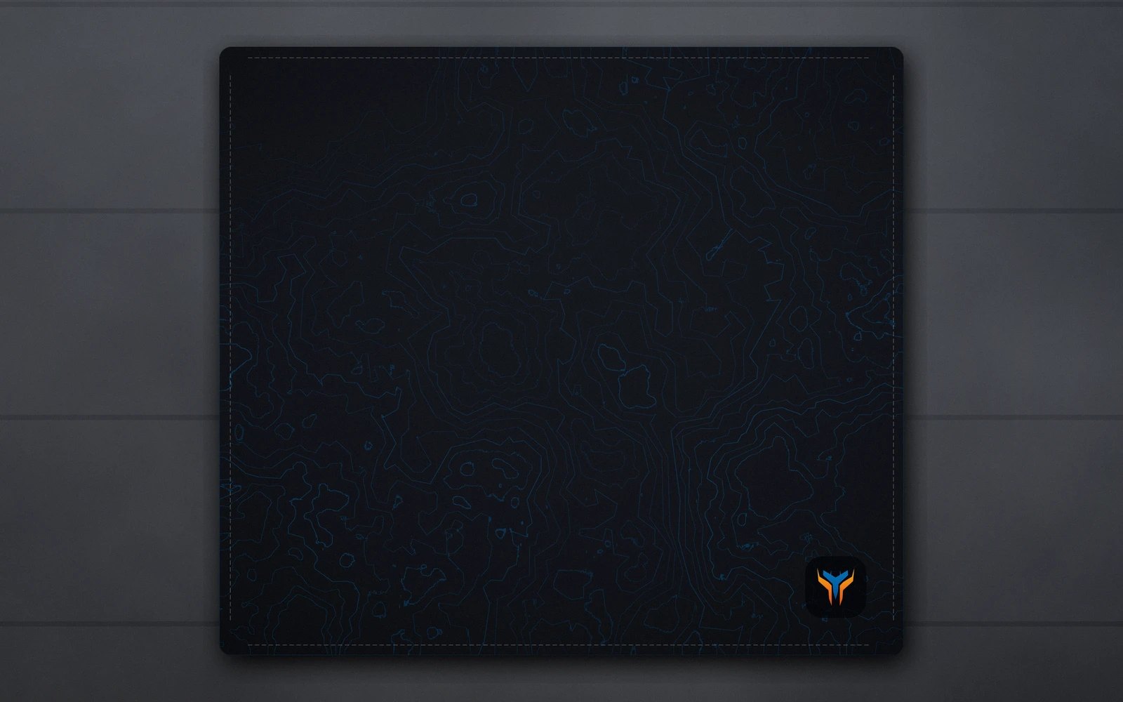 Elemental Topo desk mat, 18 x 16 in, on a desk, from above