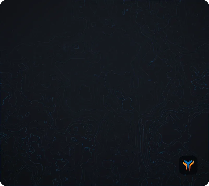 Elemental Topo desk mat, 36 x 18 in, on a desk, angled