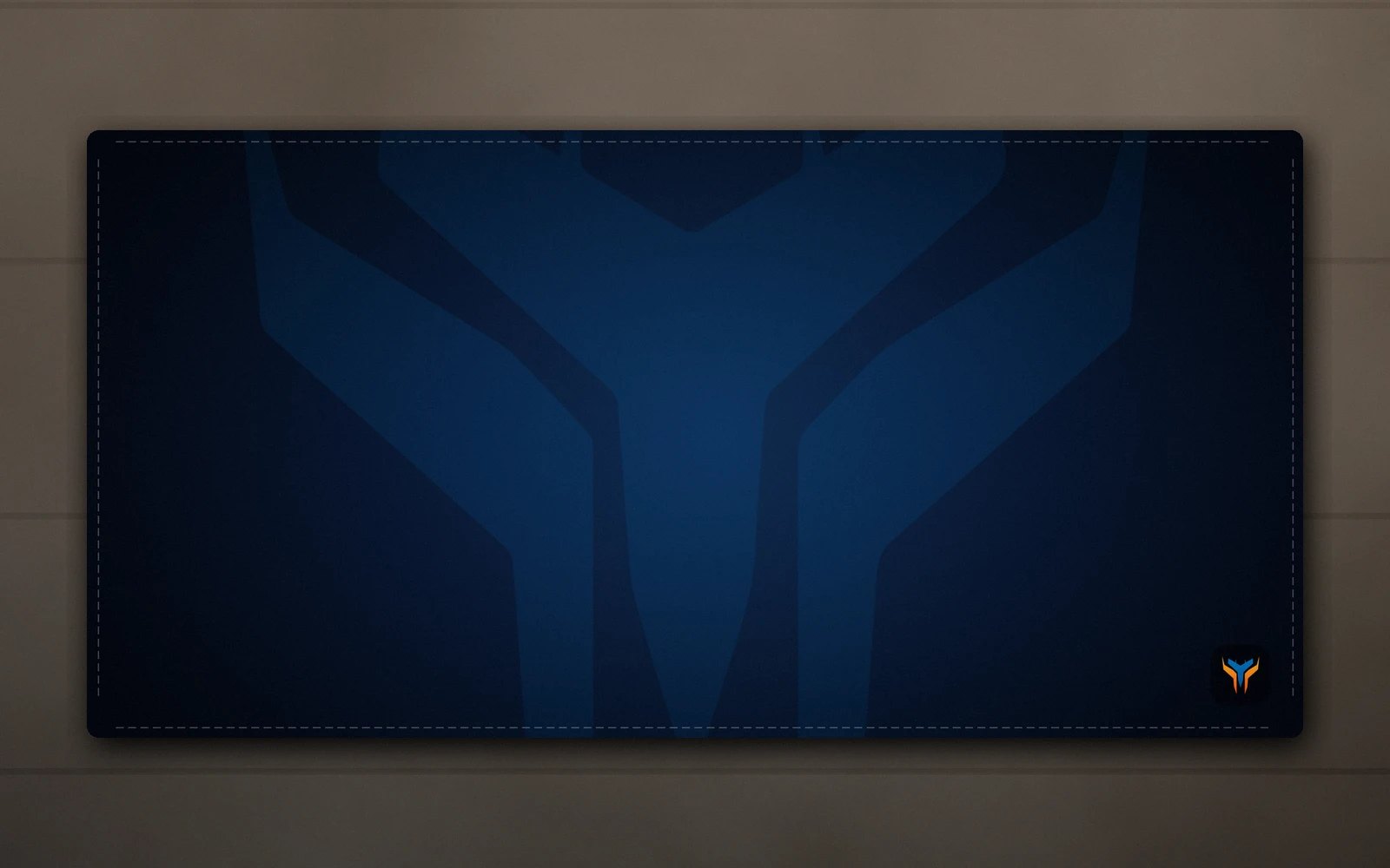 Elemental Wing desk mat, 36 x 18 in, on a desk, from above