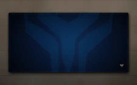 Elemental Wing desk mat, 16 x 32 in, on a desk, from above