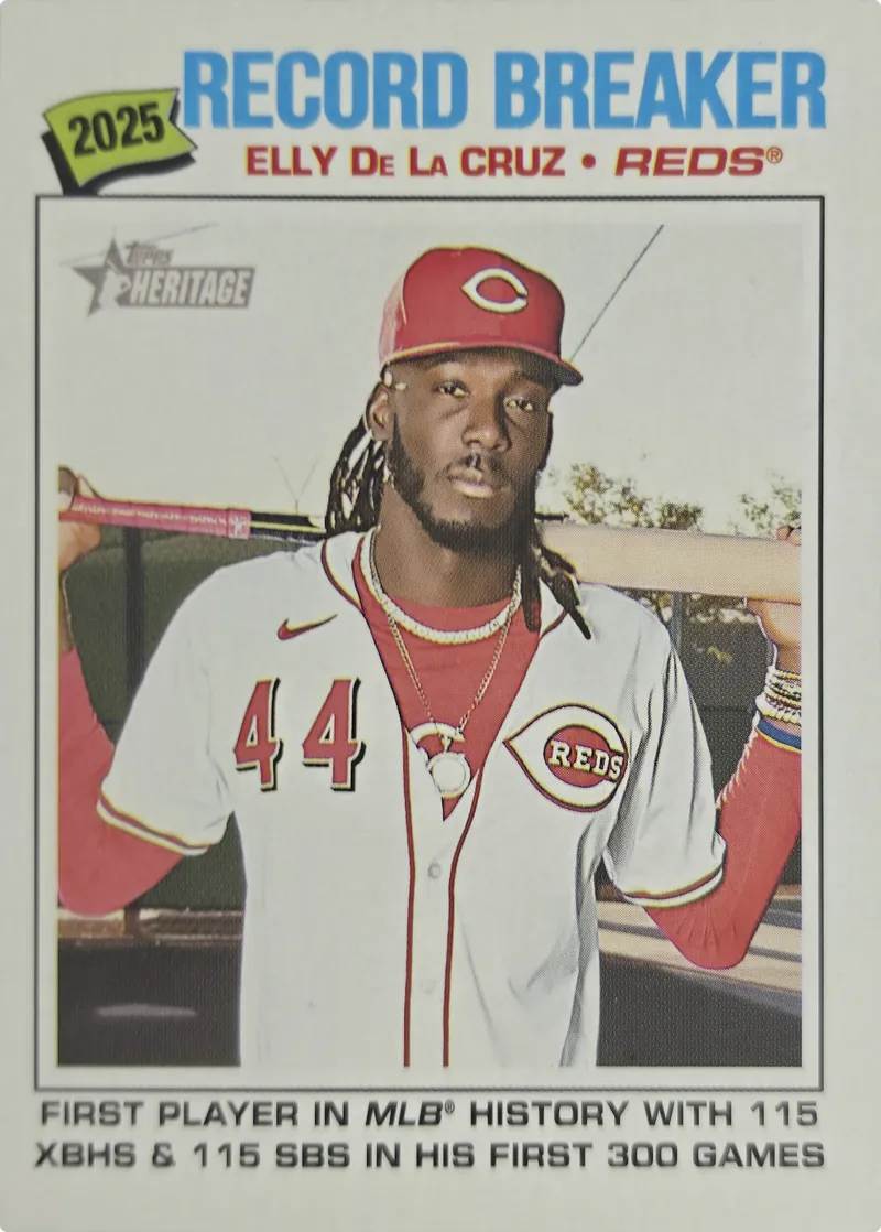 2026 Topps Heritage Elly De La Cruz #233 2025 Record Breaker Cincinnati Reds front