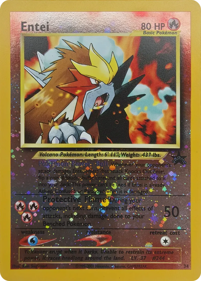 2001 Pokemon Wizards Black Star Promo Entei #34 Reverse Holo, front