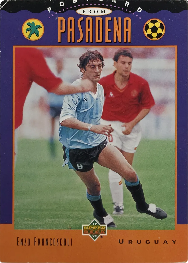 1994 Upper Deck World Cup English/Spanish Enzo Francescoli #309 Uruguay Postcard from Pasadena