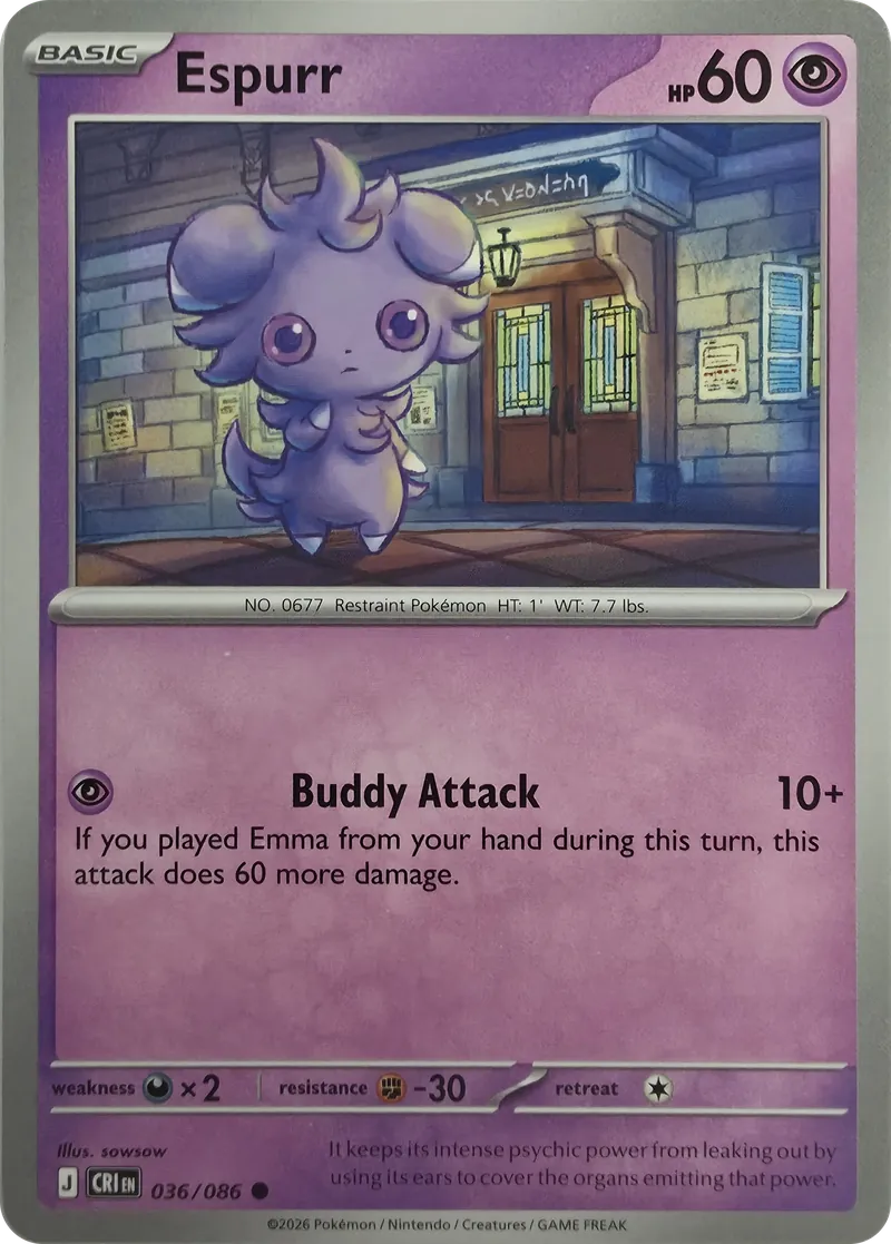 2026 Pokemon Chaos Rising Espurr #036/086 Common front