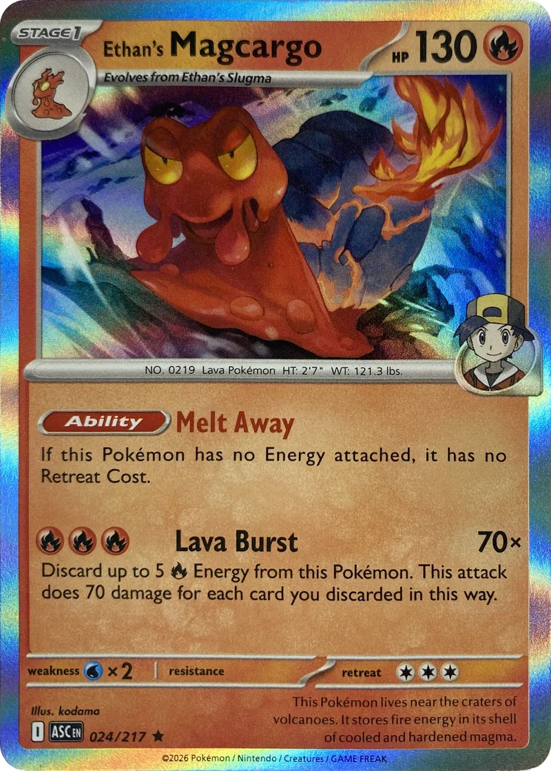 2026 Pokemon Ascended Heroes Ethan's Magcargo #024/217 Holo Rare front