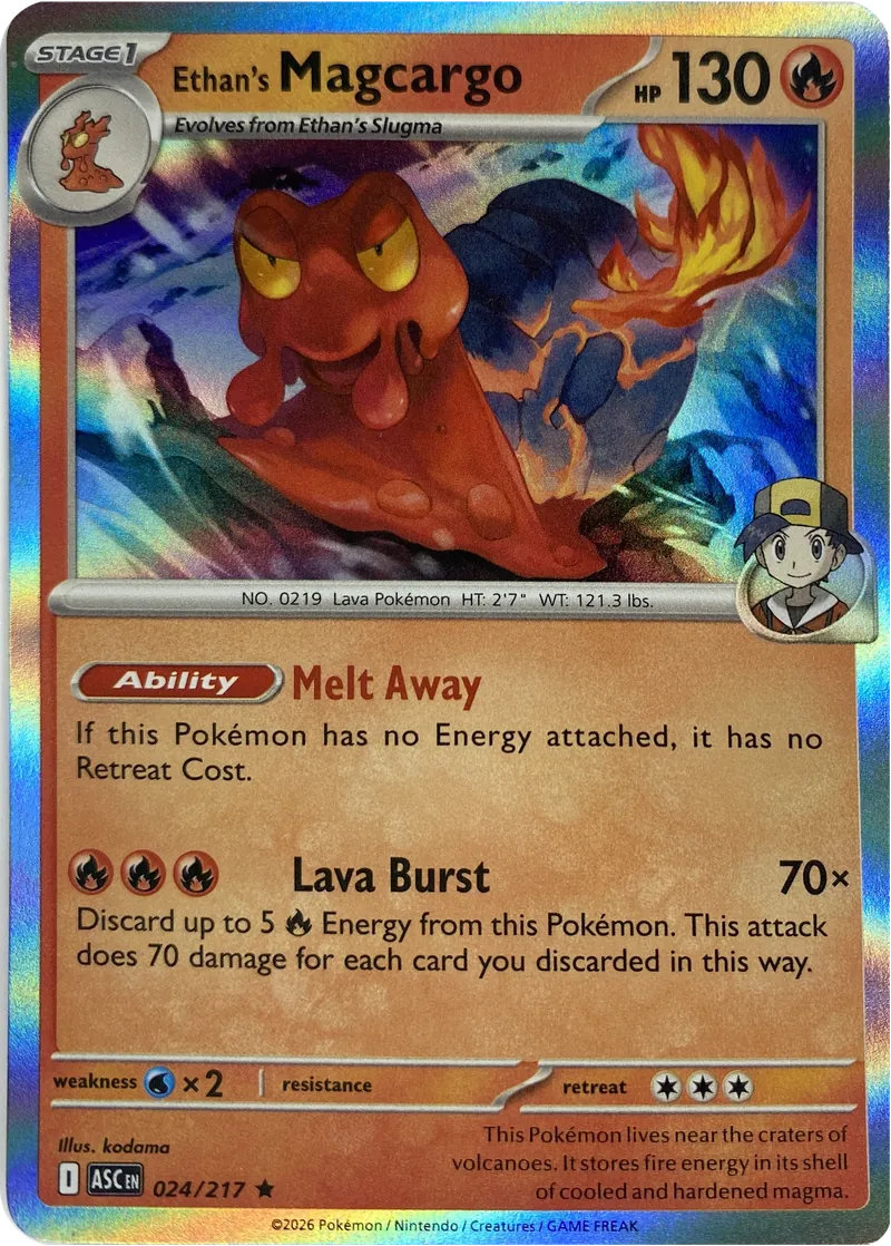 2026 Pokemon Ascended Heroes Ethan's Magcargo #024/217 Holo Rare front