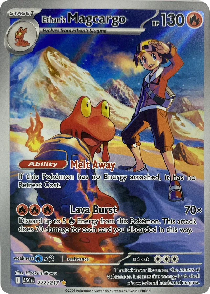 2026 Pokemon Ascended Heroes Ethan's Magcargo #222/217 Illustration Rare Holo front