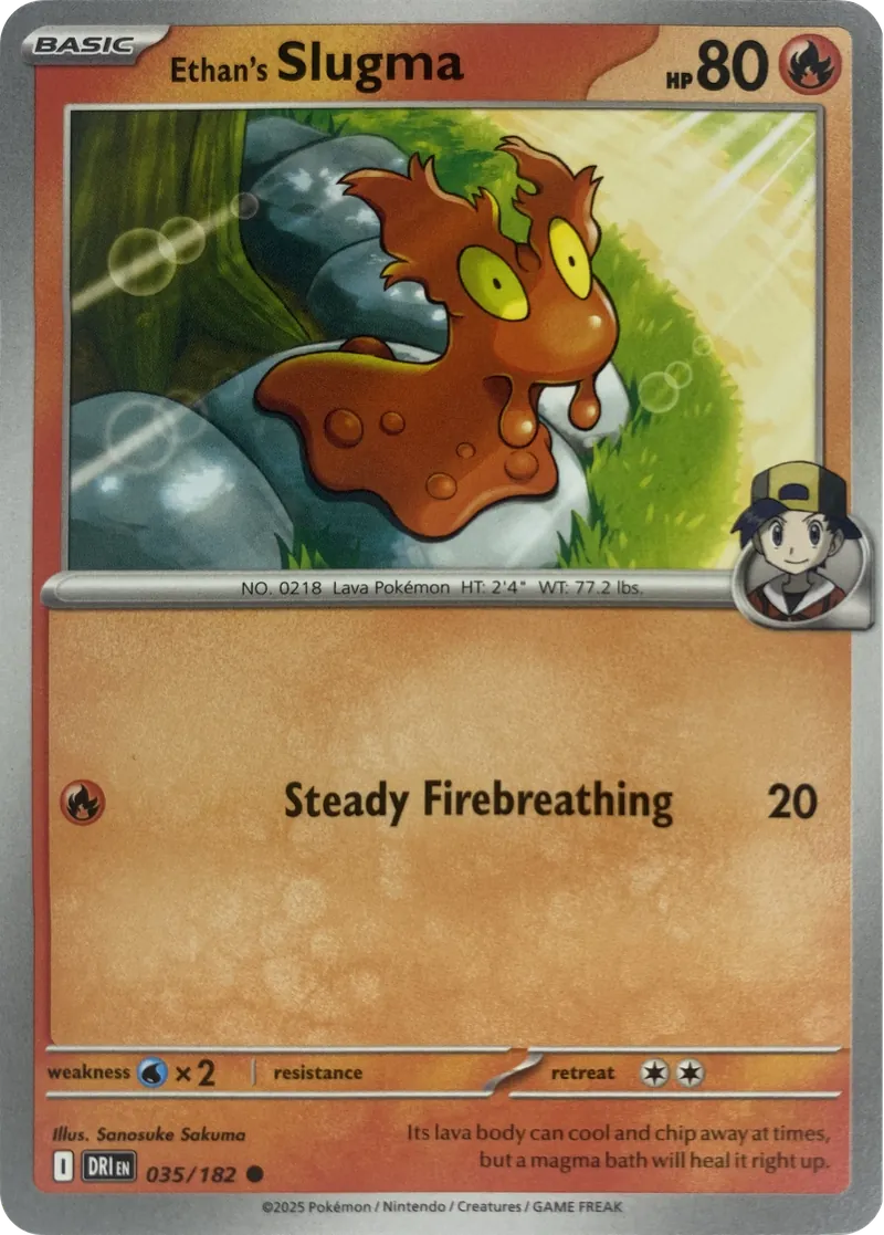 2025 Pokemon Destined Rivals Ethan's Slugma #035/182 Common front
